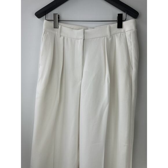 Banana Republic Relaxed Trouser Pleated Wide Leg Pockets Cream Women's Size 10 - Picture 4 of 14